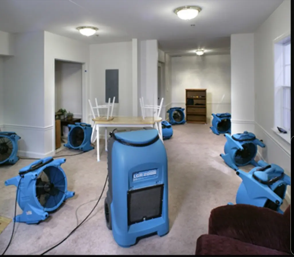 Air movers and dehumidifier setup for Water Extraction & Removal in Hardyston